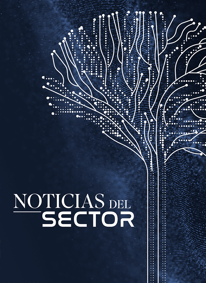 Árbol estilizado hecho de líneas y puntos blancos que recuerdan a conexiones o redes, sobre un fondo azul oscuro. El texto dice